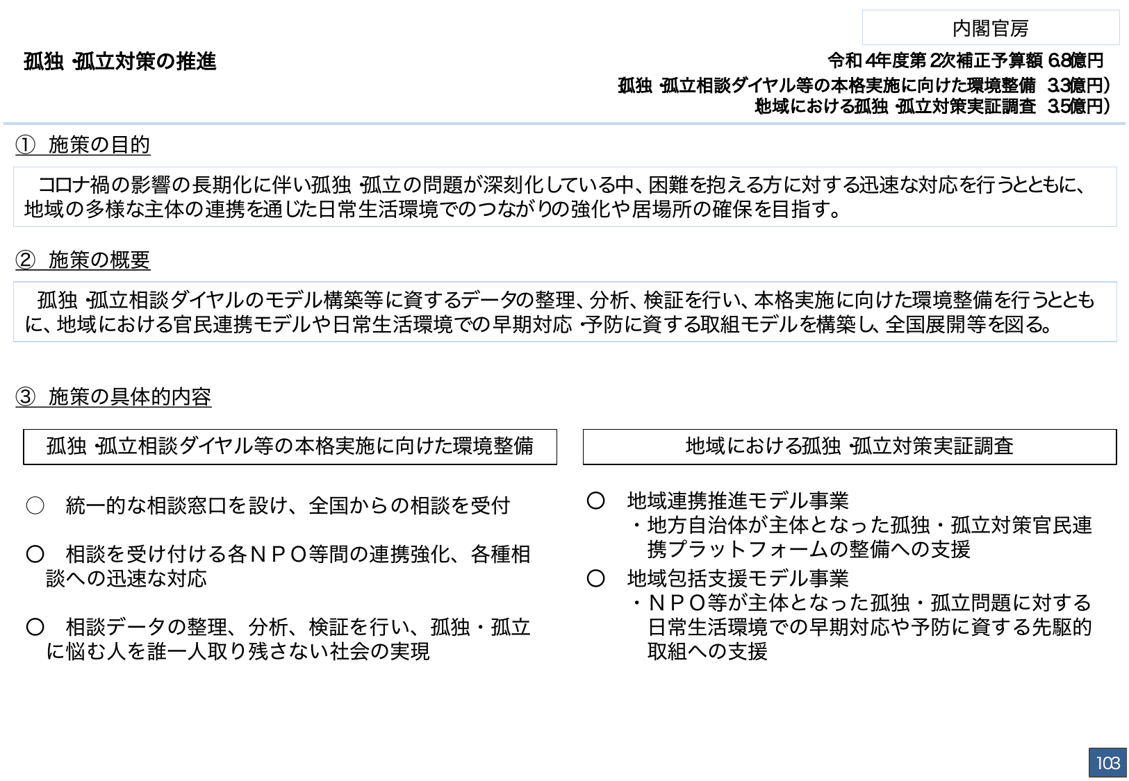 総合経済対策2022 施策例