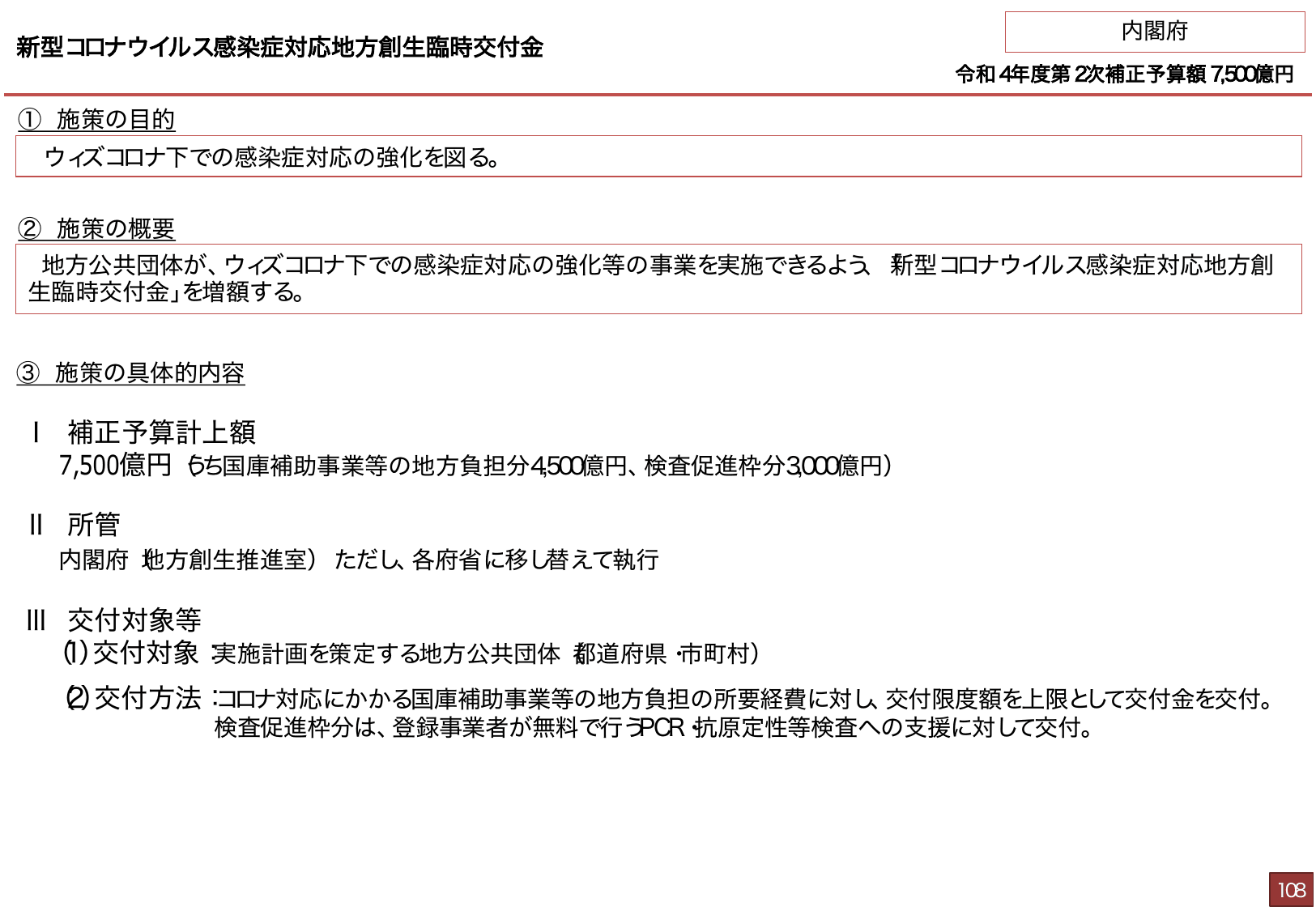 総合経済対策2022 施策例