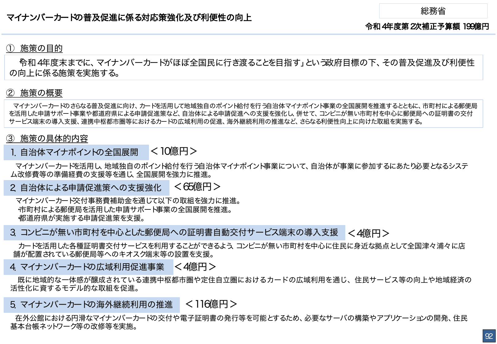 総合経済対策2022 施策例