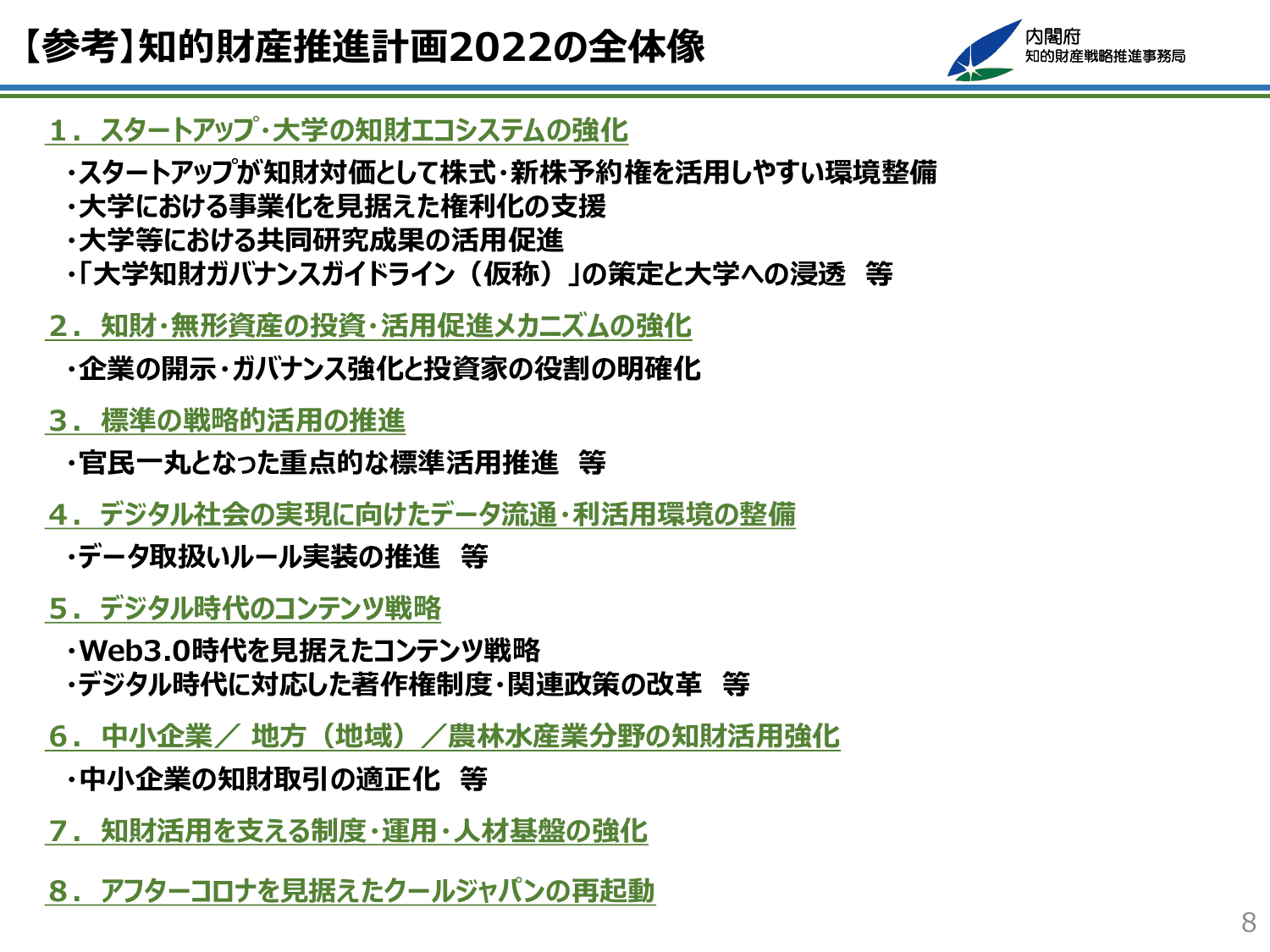知的財産推進計画2022（概要）