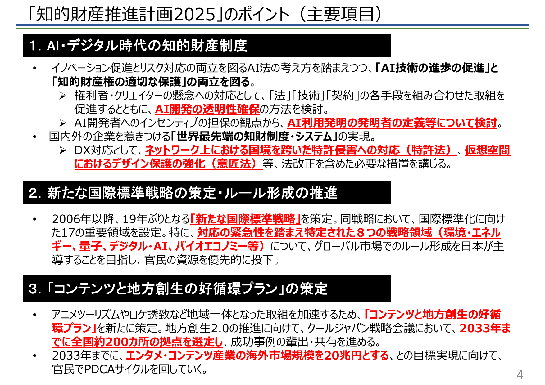 知的財産推進計画2025（概要）
