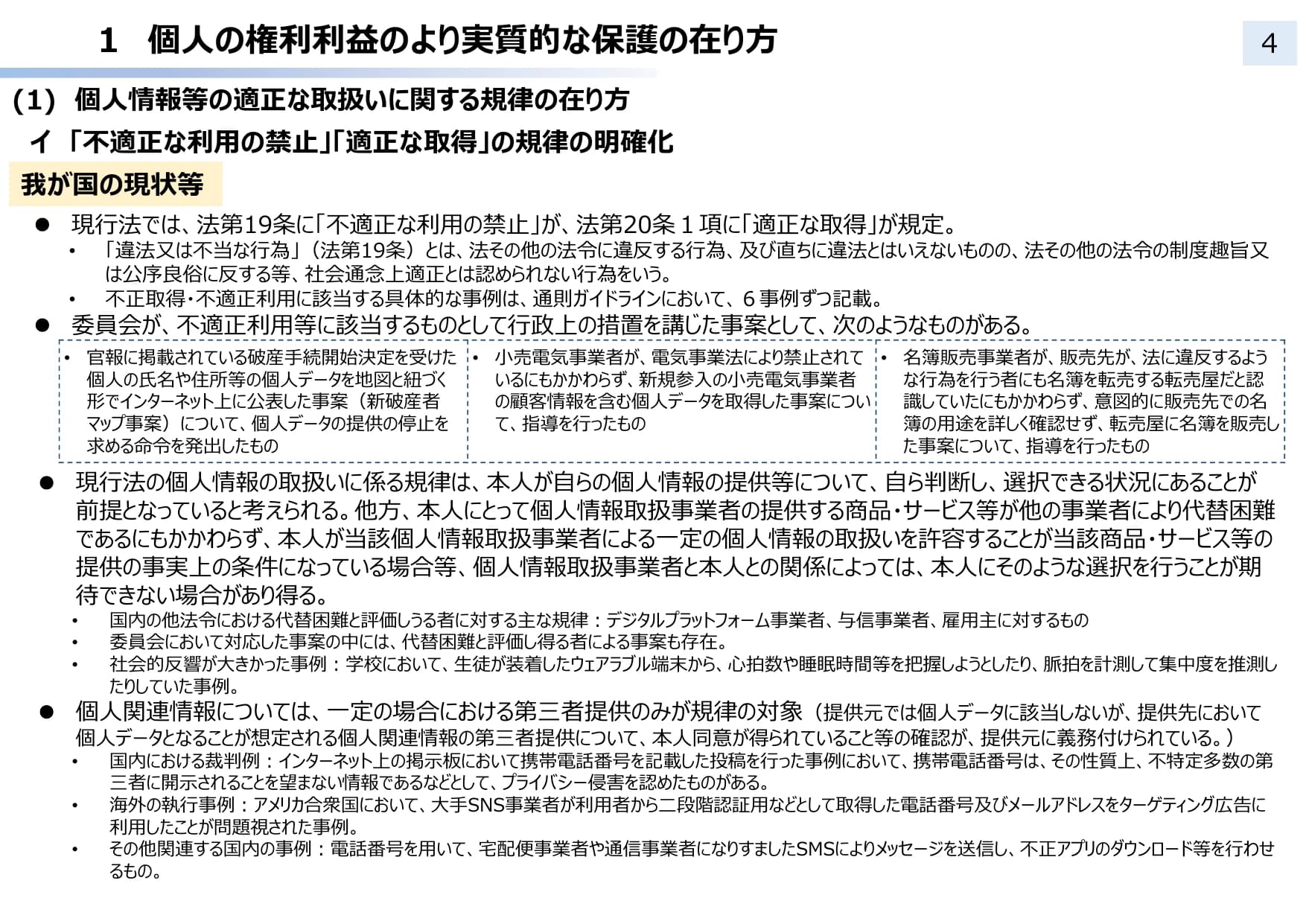 個人情報保護法 3年ごと見直し中間整理（概要）