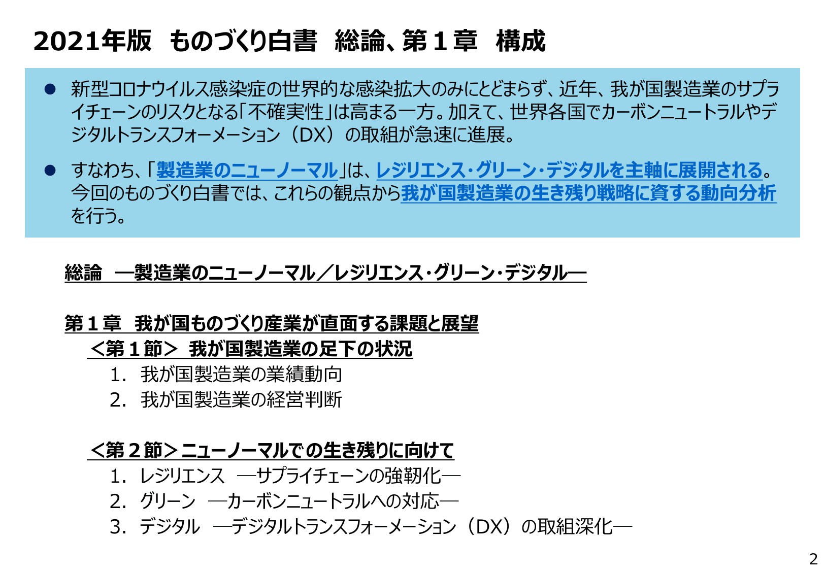2021年版 ものづくり白書（概要）