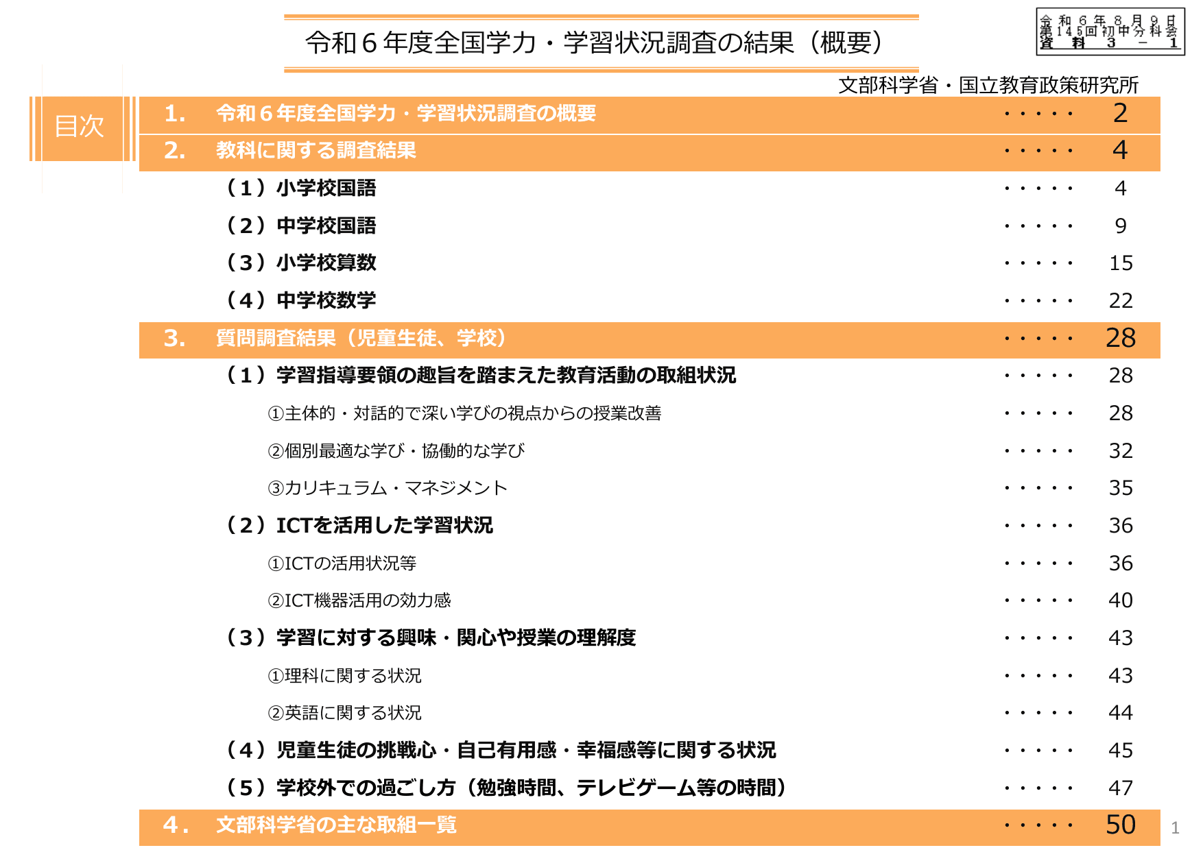 令和6年度 全国学力・学習状況調査 結果概要