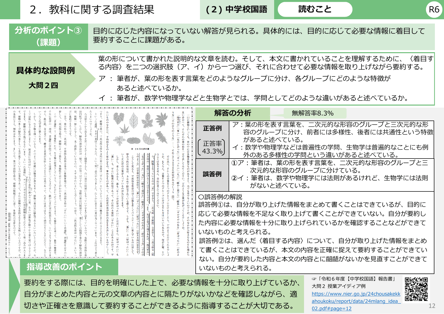 令和6年度 全国学力・学習状況調査 結果概要