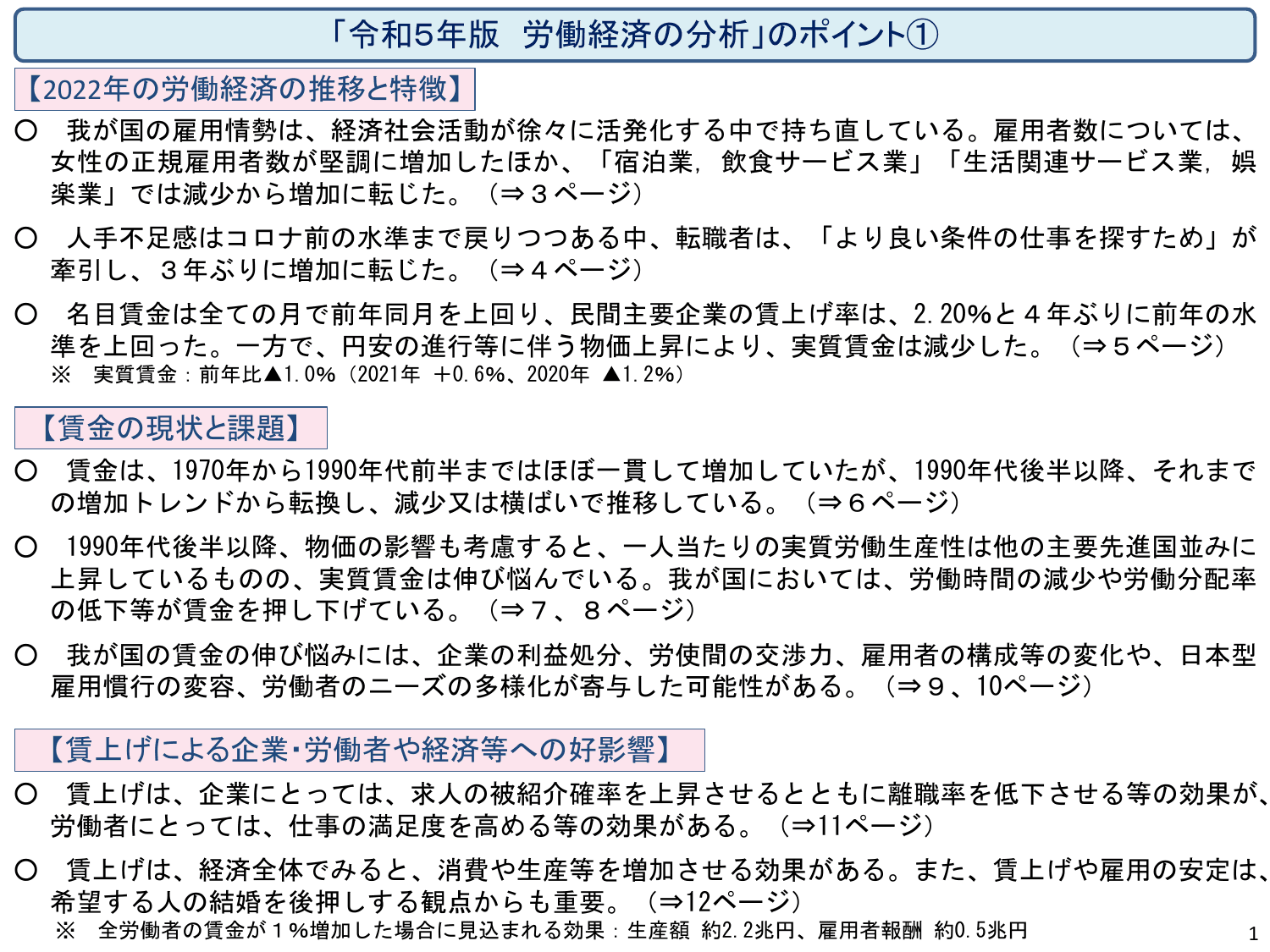 令和5年版 労働経済の分析（概要）