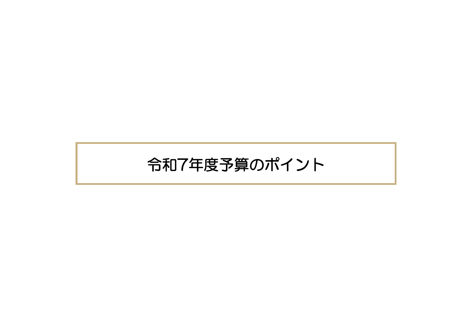 令和7年度 予算のポイント